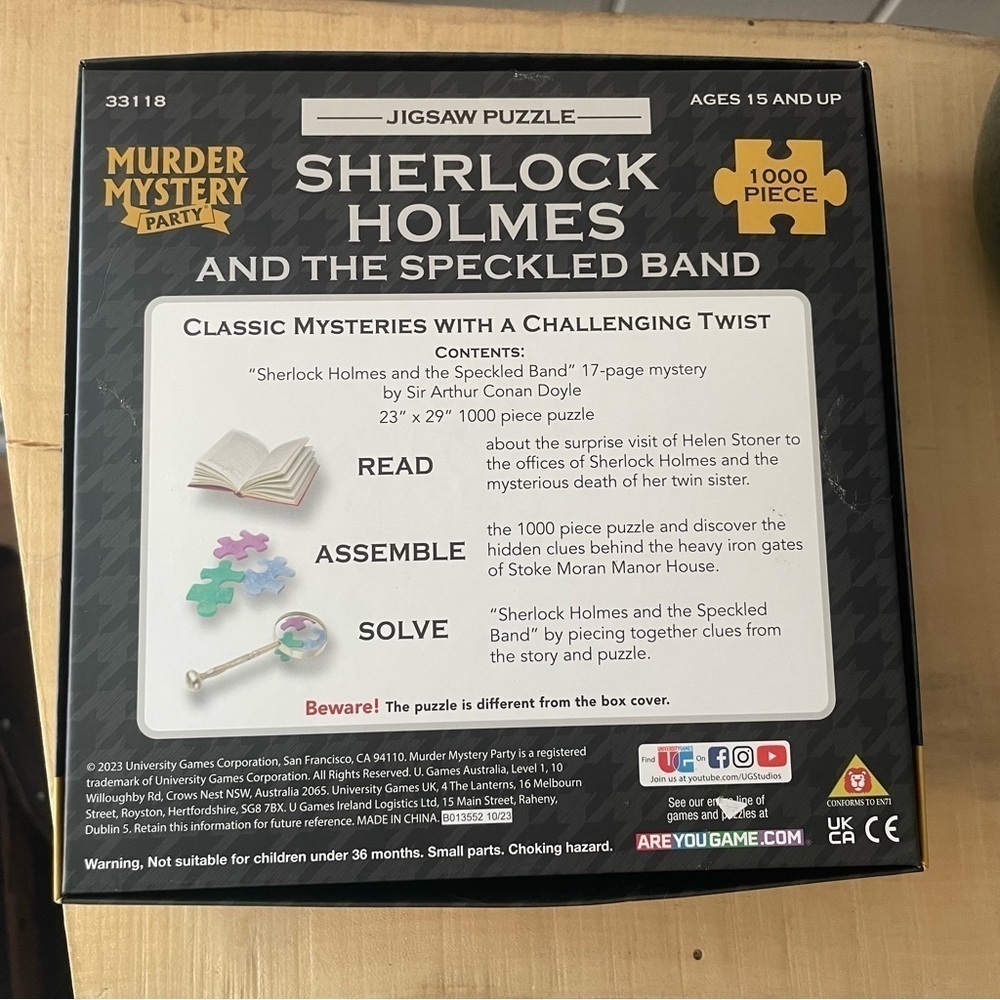 $10 SALE Sherlock Holmes Murder Mystery Story 1000Pc Puzzle Party Game Family - Picture 2 of 7